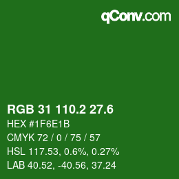 カラーコード: RGB 31 110.2 27.6 | qconv.com