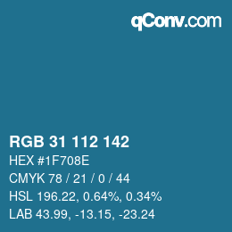 Color code: RGB 31 112 142 | qconv.com