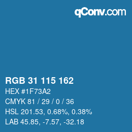 Color code: RGB 31 115 162 | qconv.com