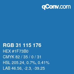 Farbcode: RGB 31 115 176 | qconv.com
