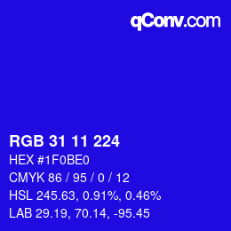 Color code: RGB 31 11 224 | qconv.com