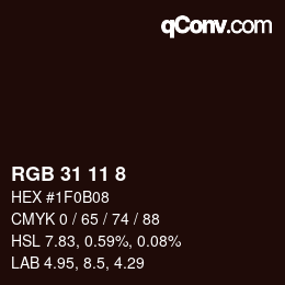 カラーコード: RGB 31 11 8 | qconv.com