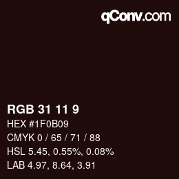 Color code: RGB 31 11 9 | qconv.com