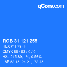 Color code: RGB 31 121 255 | qconv.com