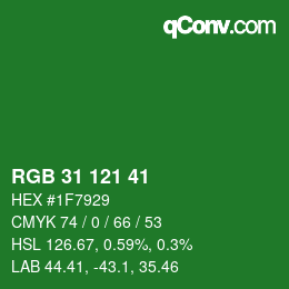 カラーコード: RGB 31 121 41 | qconv.com