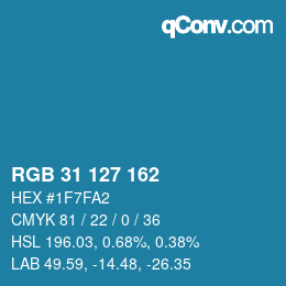 Color code: RGB 31 127 162 | qconv.com