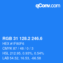 カラーコード: RGB 31 128.2 246.6 | qconv.com