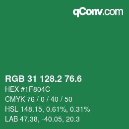カラーコード: RGB 31 128.2 76.6 | qconv.com