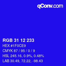 Color code: RGB 31 12 233 | qconv.com
