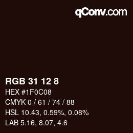 カラーコード: RGB 31 12 8 | qconv.com