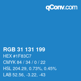 Color code: RGB 31 131 199 | qconv.com