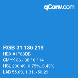 Color code: RGB 31 136 219 | qconv.com