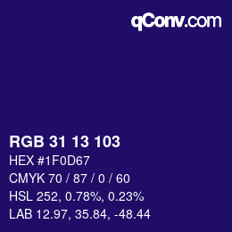 Color code: RGB 31 13 103 | qconv.com