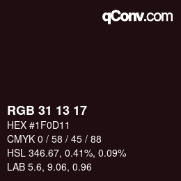 Color code: RGB 31 13 17 | qconv.com