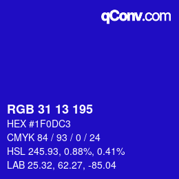 カラーコード: RGB 31 13 195 | qconv.com
