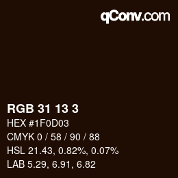 カラーコード: RGB 31 13 3 | qconv.com
