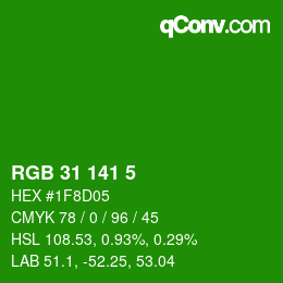 Color code: RGB 31 141 5 | qconv.com
