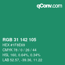 Color code: RGB 31 142 105 | qconv.com