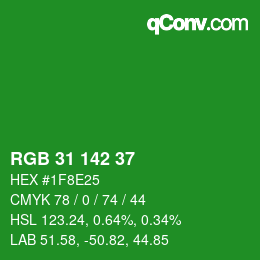 Color code: RGB 31 142 37 | qconv.com