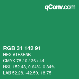 Color code: RGB 31 142 91 | qconv.com