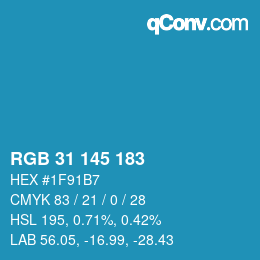 Color code: RGB 31 145 183 | qconv.com