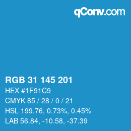 Color code: RGB 31 145 201 | qconv.com
