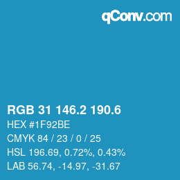 カラーコード: RGB 31 146.2 190.6 | qconv.com