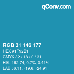 Color code: RGB 31 146 177 | qconv.com