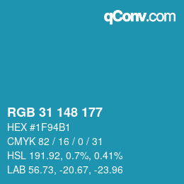Color code: RGB 31 148 177 | qconv.com