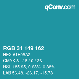Código de color: RGB 31 149 162 | qconv.com