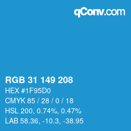 Color code: RGB 31 149 208 | qconv.com