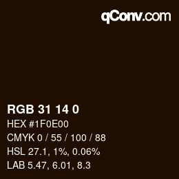 Color code: RGB 31 14 0 | qconv.com