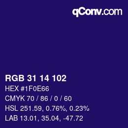 Color code: RGB 31 14 102 | qconv.com
