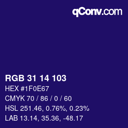 Color code: RGB 31 14 103 | qconv.com