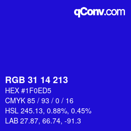Color code: RGB 31 14 213 | qconv.com