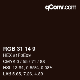 Color code: RGB 31 14 9 | qconv.com