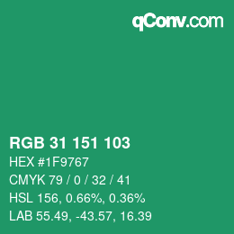 Color code: RGB 31 151 103 | qconv.com