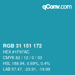 Color code: RGB 31 151 172 | qconv.com