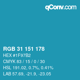 Color code: RGB 31 151 178 | qconv.com