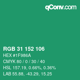 Color code: RGB 31 152 106 | qconv.com