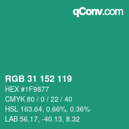 Color code: RGB 31 152 119 | qconv.com
