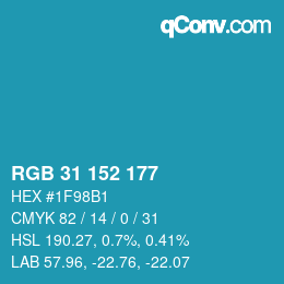 Color code: RGB 31 152 177 | qconv.com