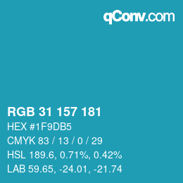 Farbcode: RGB 31 157 181 | qconv.com