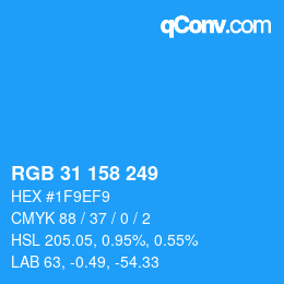 カラーコード: RGB 31 158 249 | qconv.com