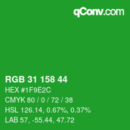 カラーコード: RGB 31 158 44 | qconv.com