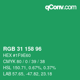 Color code: RGB 31 158 96 | qconv.com