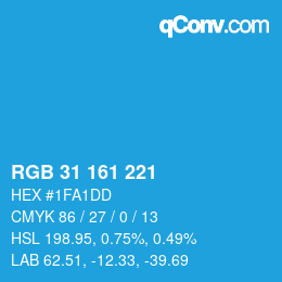 Color code: RGB 31 161 221 | qconv.com