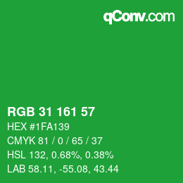 Color code: RGB 31 161 57 | qconv.com