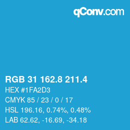 カラーコード: RGB 31 162.8 211.4 | qconv.com