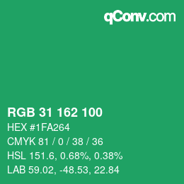Color code: RGB 31 162 100 | qconv.com